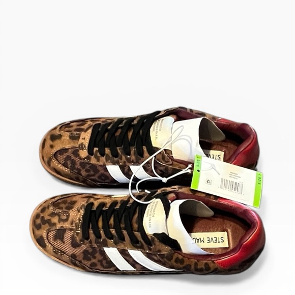 NEW Steve Madden Retro Suede Sneakers Shoes Women’s Size 7 Leopard Animal Print - Picture 4 of 10